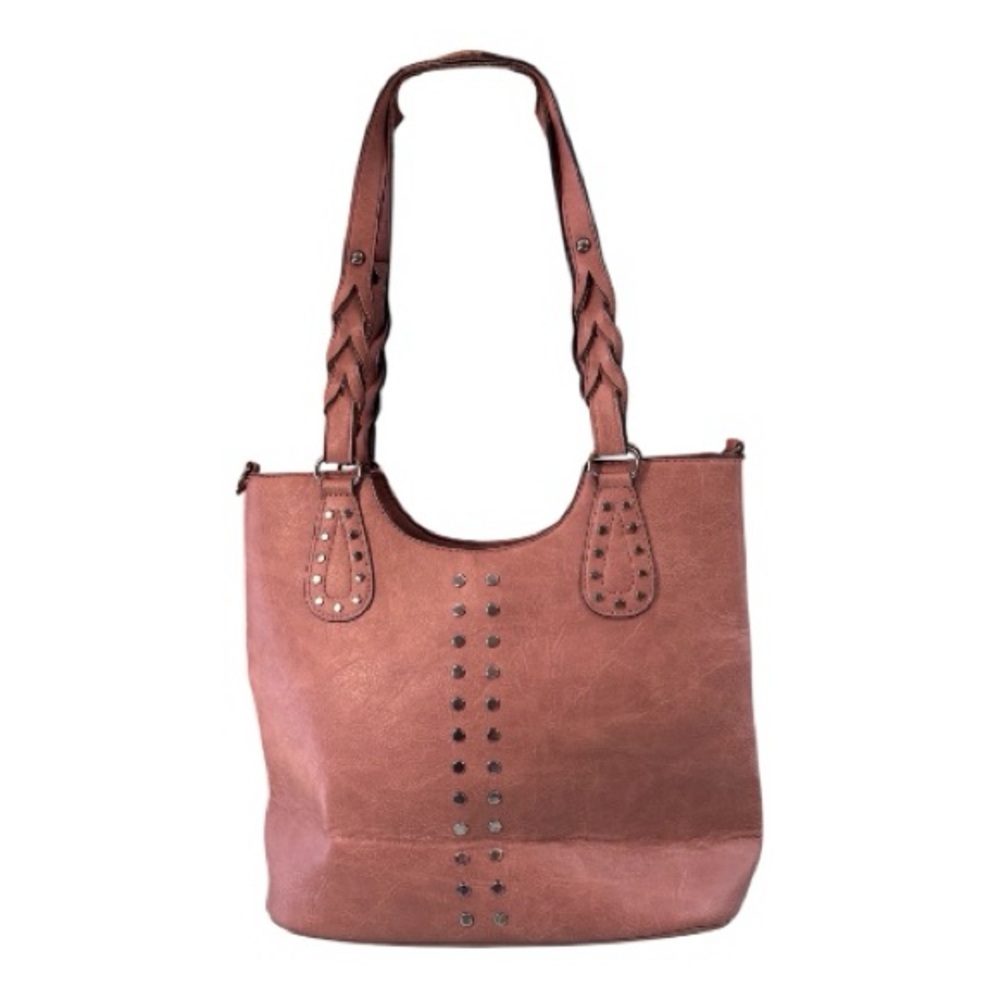 Sam & Hadley studded pink top handle tote satchel shoulder bag purse